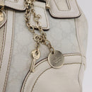 GUCCI GG Supreme Sherry Line Hand Bag PVC White Gold Auth ep16430A-18