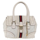 GUCCI GG Supreme Sherry Line Hand Bag PVC White Gold Auth ep16430A-13