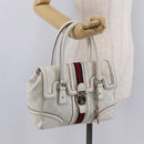 GUCCI GG Supreme Sherry Line Hand Bag PVC White Gold Auth ep16430A-28