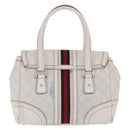 GUCCI GG Supreme Sherry Line Hand Bag PVC White Gold Auth ep16430A-2