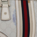 GUCCI GG Supreme Sherry Line Hand Bag PVC White Gold Auth ep16430A-3