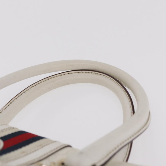 GUCCI GG Supreme Sherry Line Hand Bag PVC White Gold Auth ep16430A