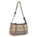 BURBERRY Nova Check Chain Shoulder Bag PVC Beige Gold Auth ep16447A-1