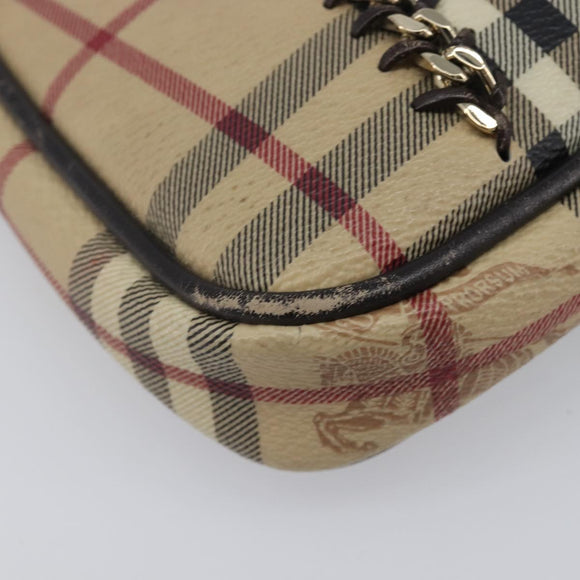 BURBERRY Nova Check Chain Shoulder Bag PVC Beige Gold Auth ep16447A