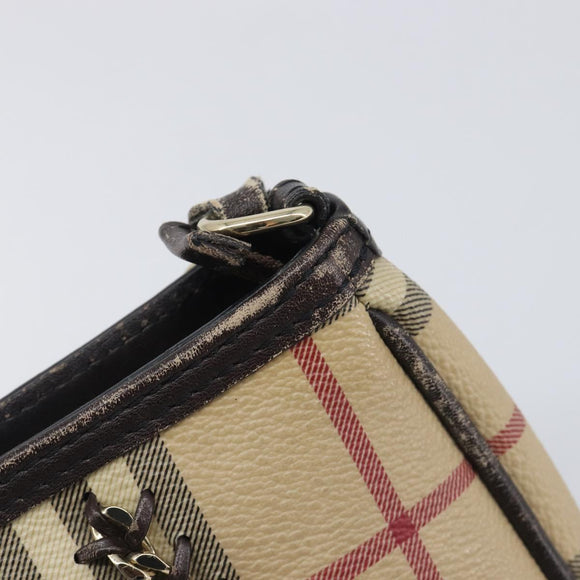 BURBERRY Nova Check Chain Shoulder Bag PVC Beige Gold Auth ep16447A