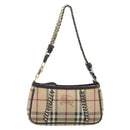 BURBERRY Nova Check Chain Shoulder Bag PVC Beige Gold Auth ep16447A-2