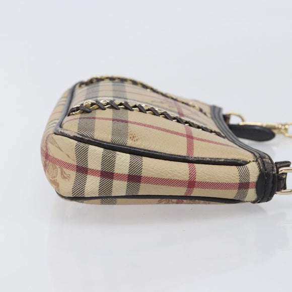 BURBERRY Nova Check Chain Shoulder Bag PVC Beige Gold Auth ep16447A