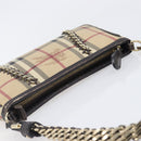 BURBERRY Nova Check Chain Shoulder Bag PVC Beige Gold Auth ep16447A-6