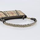 BURBERRY Nova Check Chain Shoulder Bag PVC Beige Gold Auth ep16447A-8