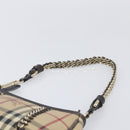 BURBERRY Nova Check Chain Shoulder Bag PVC Beige Gold Auth ep16447A-9