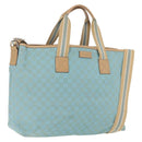 GUCCI GG Canvas Tote Bag 2way Outlet Light Blue Silver 257298 Auth ep16449A-1