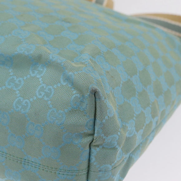GUCCI GG Canvas Tote Bag 2way Outlet Light Blue Silver 257298 Auth ep16449A