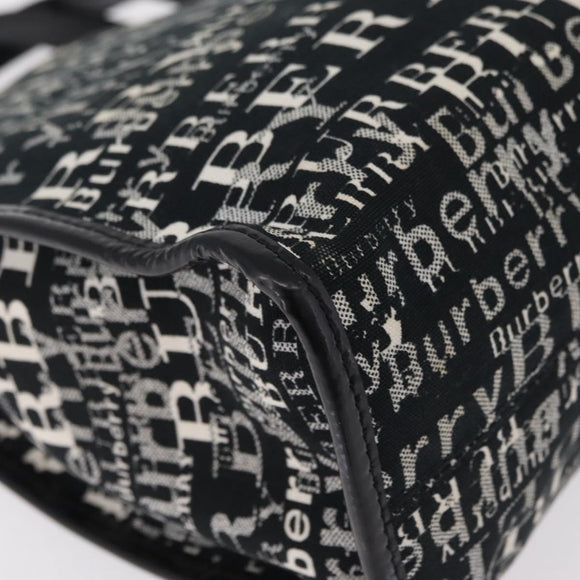 BURBERRY Hand Bag Canvas Black Silver Auth ep16451