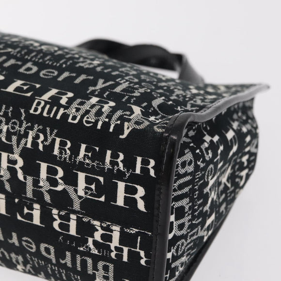 BURBERRY Hand Bag Canvas Black Silver Auth ep16451