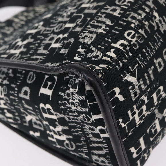 BURBERRY Hand Bag Canvas Black Silver Auth ep16451