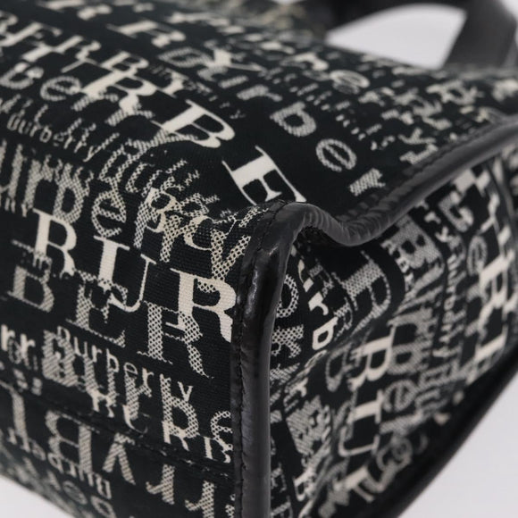 BURBERRY Hand Bag Canvas Black Silver Auth ep16451