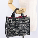 BURBERRY Hand Bag Canvas Black Silver Auth ep16451-23