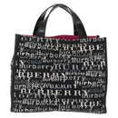 BURBERRY Hand Bag Canvas Black Silver Auth ep16451-2