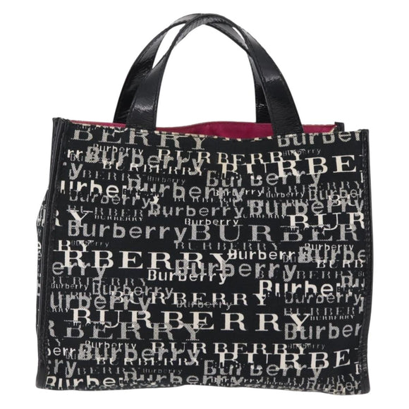 BURBERRY Hand Bag Canvas Black Silver Auth ep16451