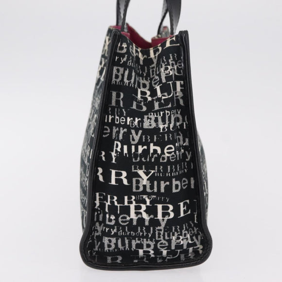 BURBERRY Hand Bag Canvas Black Silver Auth ep16451