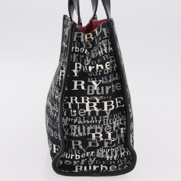 BURBERRY Hand Bag Canvas Black Silver Auth ep16451