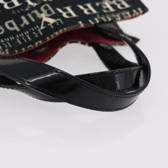 BURBERRY Hand Bag Canvas Black Silver Auth ep16451