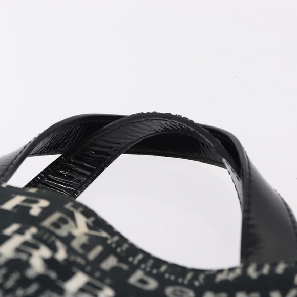 BURBERRY Hand Bag Canvas Black Silver Auth ep16451