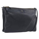 CELINE Trio Shoulder Bag Leather Black Gold Auth ep16452A-1