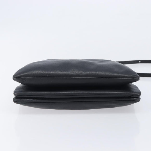 CELINE Trio Shoulder Bag Leather Black Gold Auth ep16452A