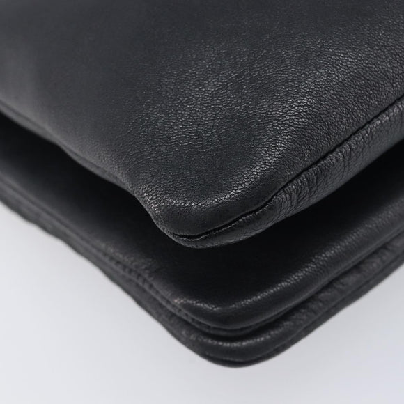 CELINE Trio Shoulder Bag Leather Black Gold Auth ep16452A