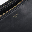 CELINE Trio Shoulder Bag Leather Black Gold Auth ep16452A-18