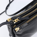 CELINE Trio Shoulder Bag Leather Black Gold Auth ep16452A-19