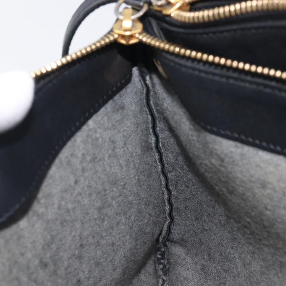 CELINE Trio Shoulder Bag Leather Black Gold Auth ep16452A