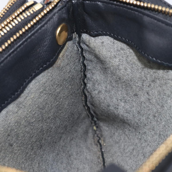 CELINE Trio Shoulder Bag Leather Black Gold Auth ep16452A