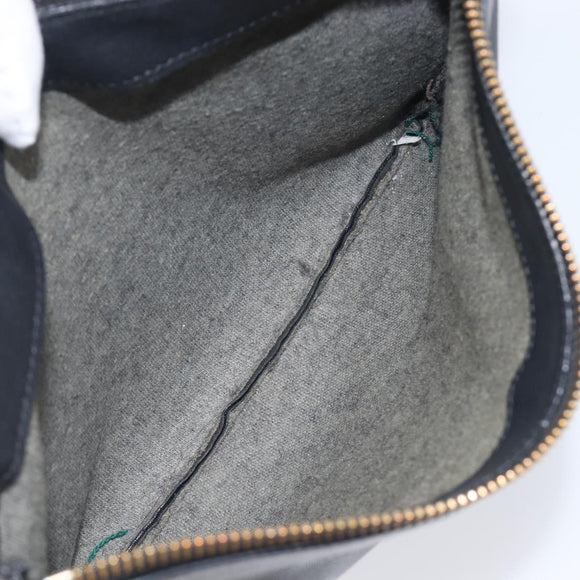 CELINE Trio Shoulder Bag Leather Black Gold Auth ep16452A