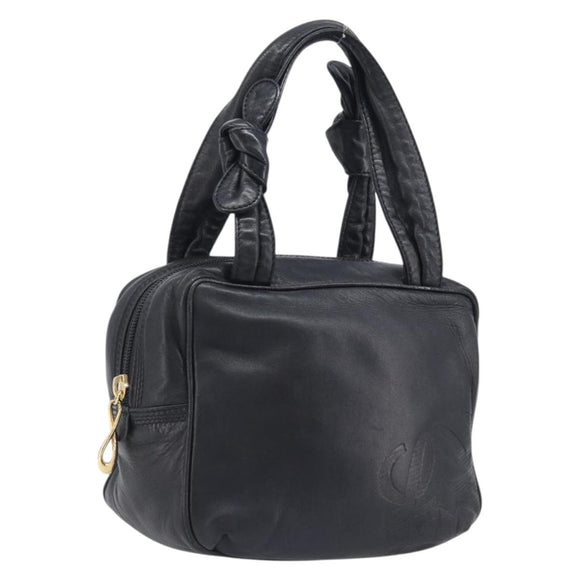 LOEWE Hand Bag Leather Black Gold Auth ep16467