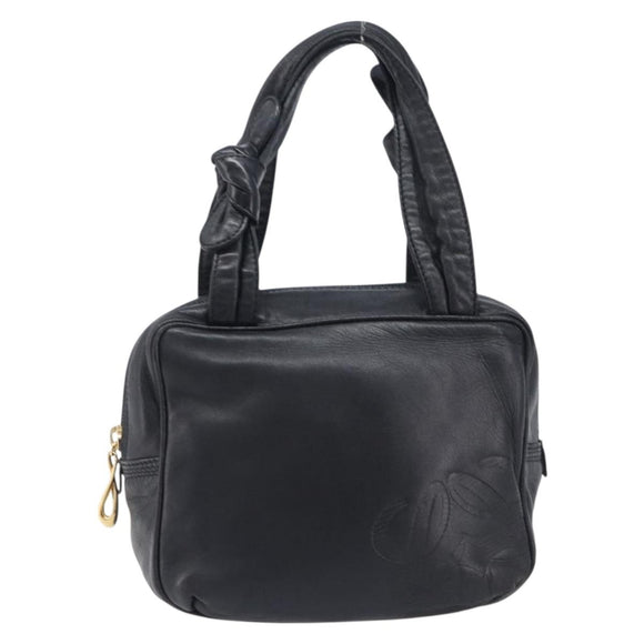 LOEWE Hand Bag Leather Black Gold Auth ep16467