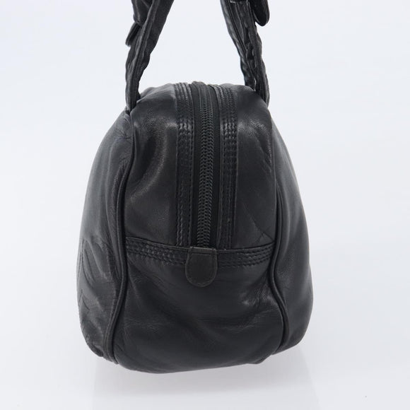 LOEWE Hand Bag Leather Black Gold Auth ep16467