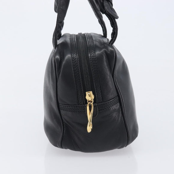 LOEWE Hand Bag Leather Black Gold Auth ep16467