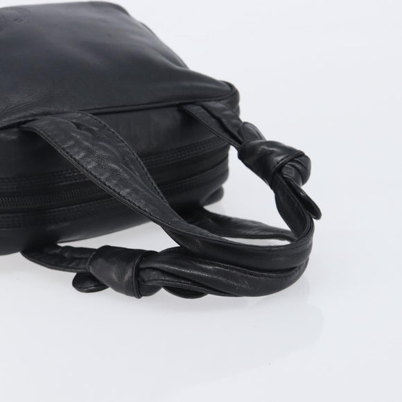 LOEWE Hand Bag Leather Black Gold Auth ep16467