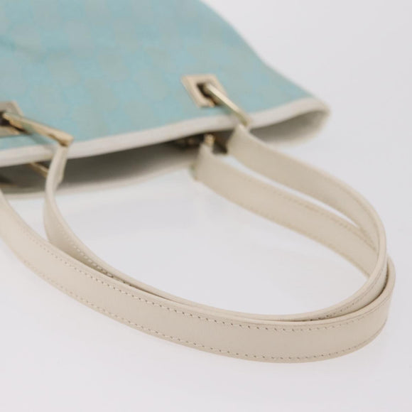 GUCCI GG Canvas Tote Bag Light Blue Gold 002 1099 Auth ep16469A
