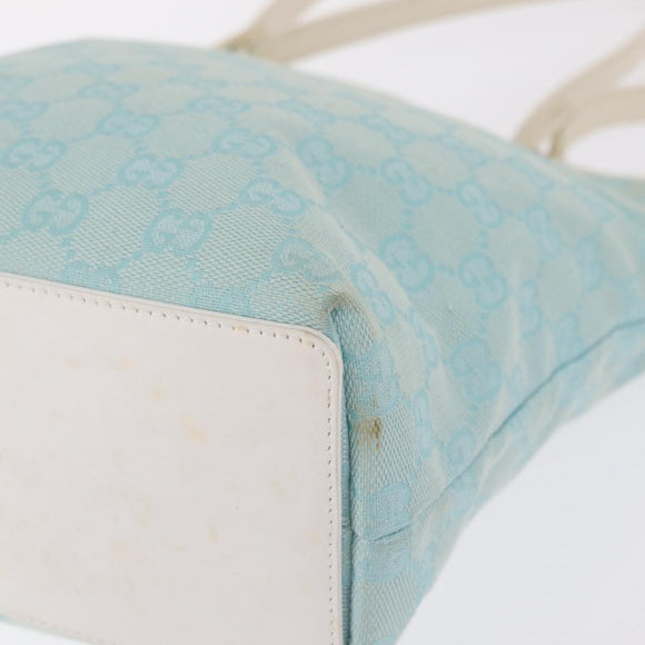 GUCCI GG Canvas Tote Bag Light Blue Gold 002 1099 Auth ep16469A