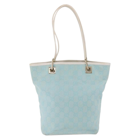 GUCCI GG Canvas Tote Bag Light Blue Gold 002 1099 Auth ep16469A