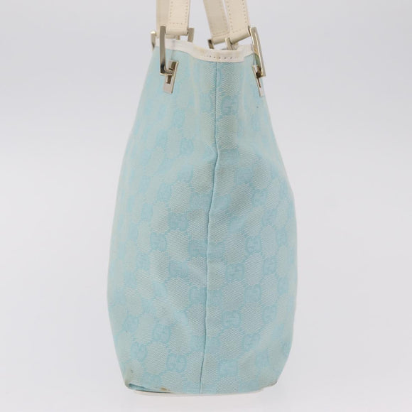 GUCCI GG Canvas Tote Bag Light Blue Gold 002 1099 Auth ep16469A