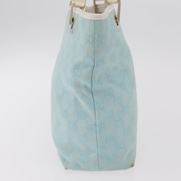 GUCCI GG Canvas Tote Bag Light Blue Gold 002 1099 Auth ep16469A