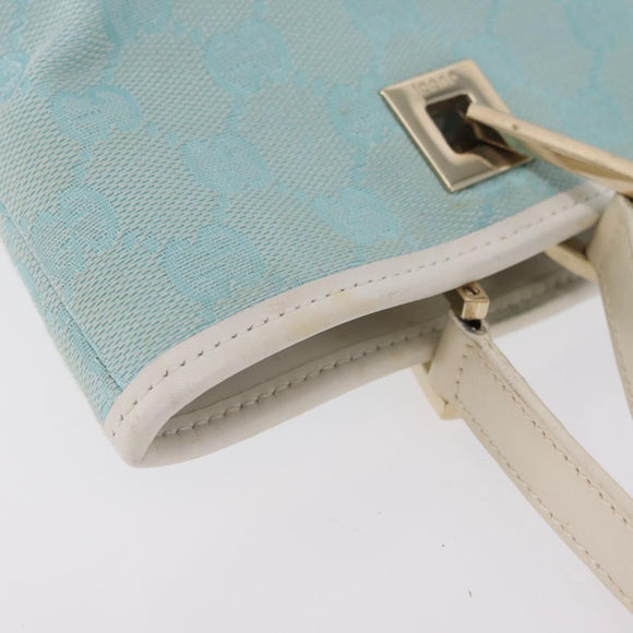 GUCCI GG Canvas Tote Bag Light Blue Gold 002 1099 Auth ep16469A