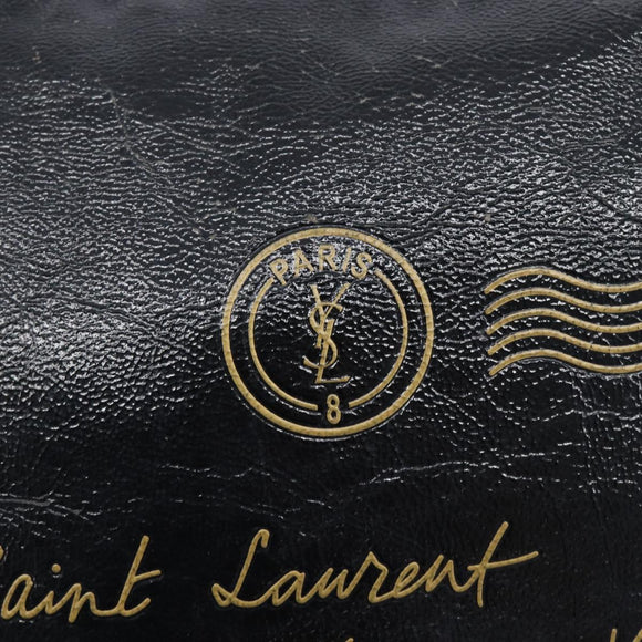 Saint Laurent Shoulder Bag Patent Leather Black Gold Auth ep16470