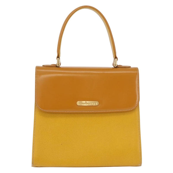 Burberrys Hand Bag Leather Yellow Gold Auth ep16473
