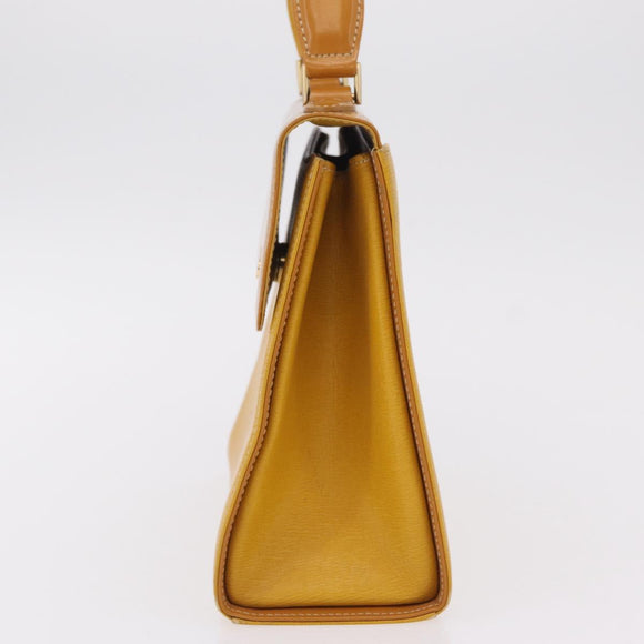 Burberrys Hand Bag Leather Yellow Gold Auth ep16473
