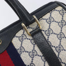 GUCCI GG Canvas Sherry Line Hand Bag Navy Gold 39 012 3841 Auth ep16475-16